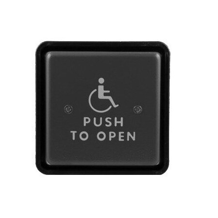 Norton Door Controls 502 4-1/2" Square Door Switch with ADA Symbol and Blue and White Letters Stainless Steel 502